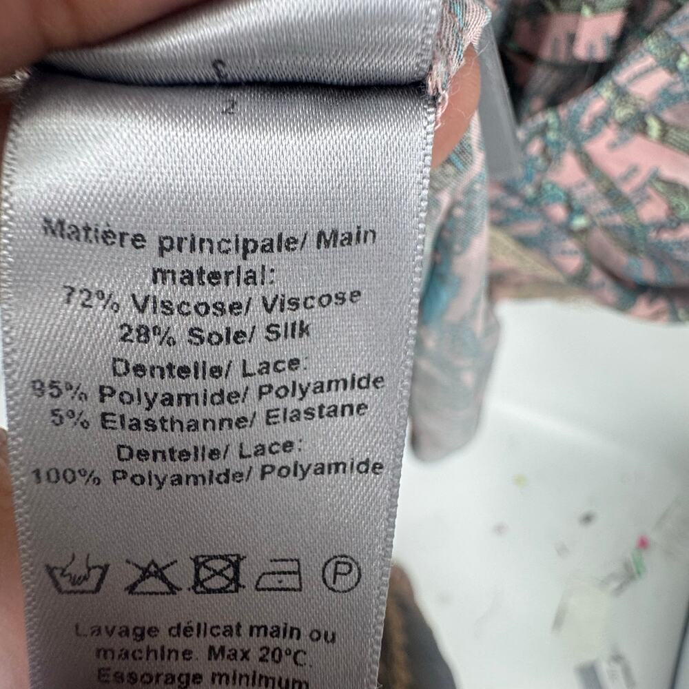 Zadig & Voltaire Silk Lace Blend Chain Print Maxi Dress Long Sleeves Size L NWT - Picture 7 of 12